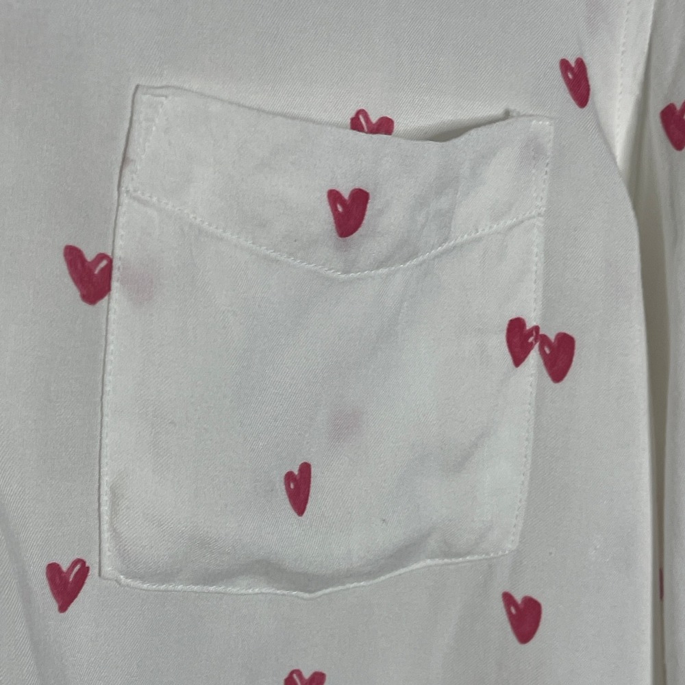 Rails Women's Button Down Shirt Top Small Heart Print Tie Front White Casual - Picture 6 of 8